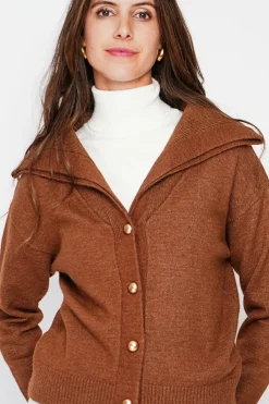 Gilet double col marron-C&Jo Online
