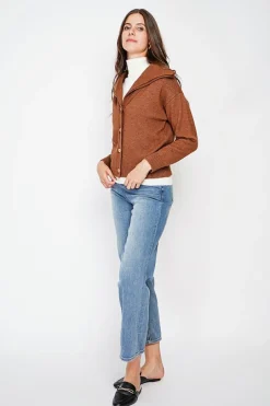 Gilet double col marron-C&Jo Online
