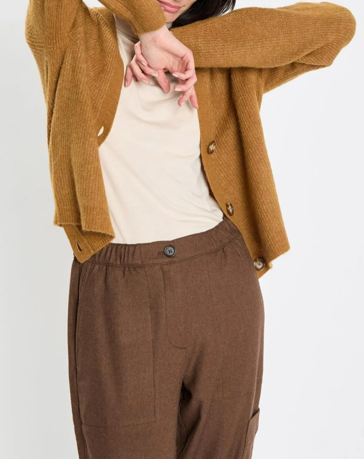 Femme Marc O'Polo Gilets Et Cardigans^Gilet en Alpaga & Laine mélangés 3 Boutons kaki marron