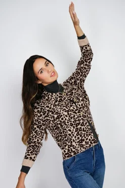 Femme Assuili Gilets Et Cardigans^Gilet en Cachemire & Soie mélangés Léopard camel/marron