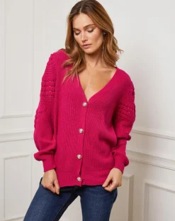 Femme Fleur de cachemire Gilets Et Cardigans^Gilet en Cachemire mélangé Liv fushia