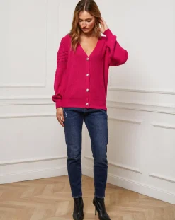 Femme Fleur de cachemire Gilets Et Cardigans^Gilet en Cachemire mélangé Liv fushia