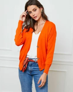 Femme Fleur de cachemire Gilets Et Cardigans^Gilet en Cachemire mélangé Laura orange