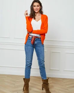 Femme Fleur de cachemire Gilets Et Cardigans^Gilet en Cachemire mélangé Laura orange