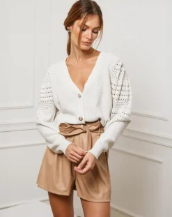 Femme Fleur de cachemire Gilets Et Cardigans^Gilet en Cachemire mélangé Liv ecru