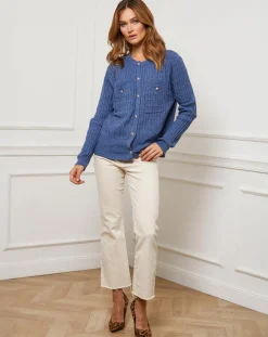 Gilet en Cachemire mélangé Stephanie indigo-Fleur de cachemire Online