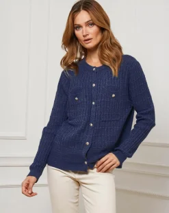 Gilet en Cachemire mélangé Stephanie marine-Fleur de cachemire