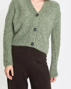 Femme Marc O'Polo Gilets Et Cardigans^Gilet en Coton, Laine & Alpaga mélangés grosse maille chiné vert foncé