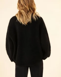 Gilet en Kidmohair & Laine mélangés Bonnie noir-Indies