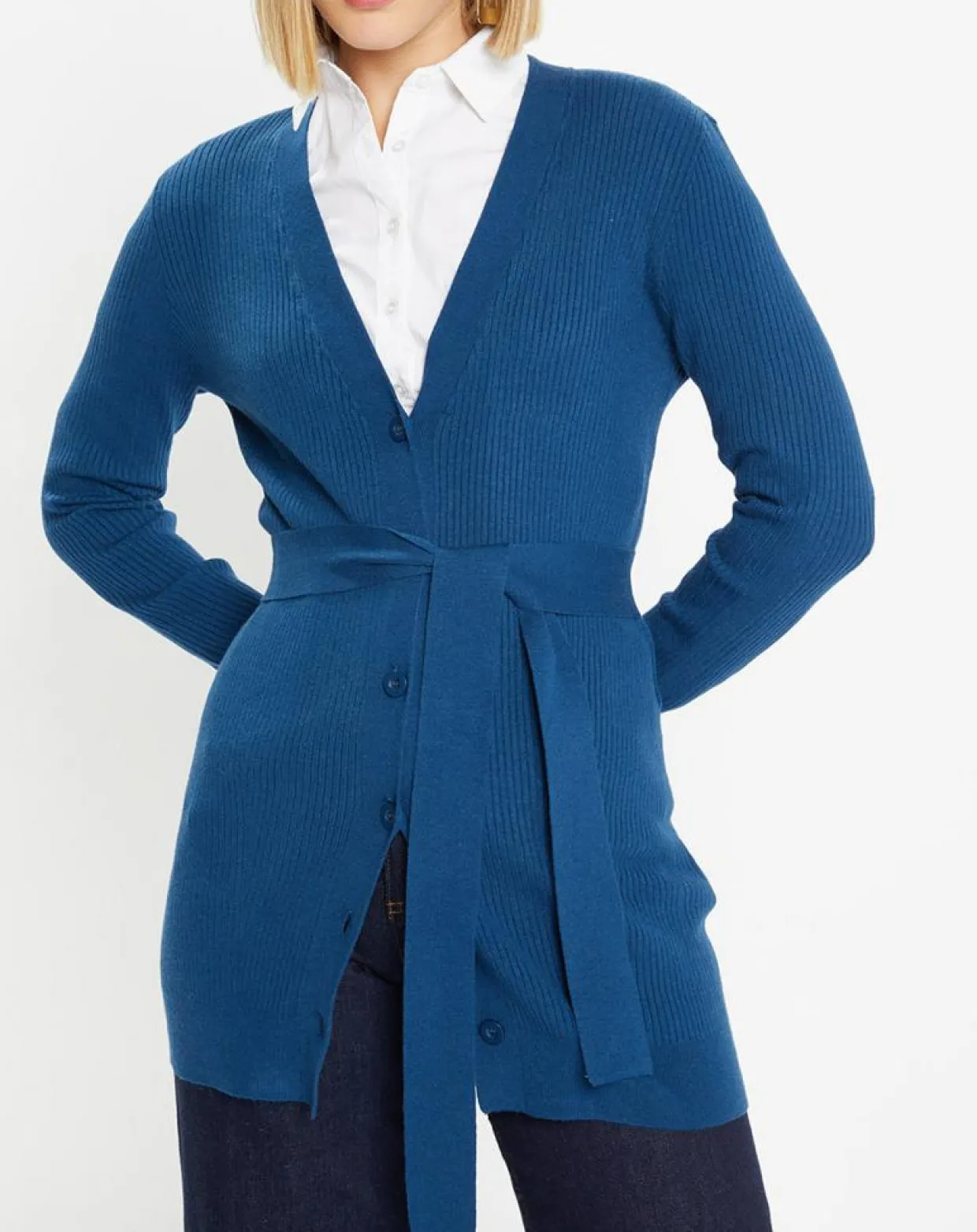 Gilet en Maille côtelée stretch Fernand bleu foncé-Galeries Lafayette Outlet