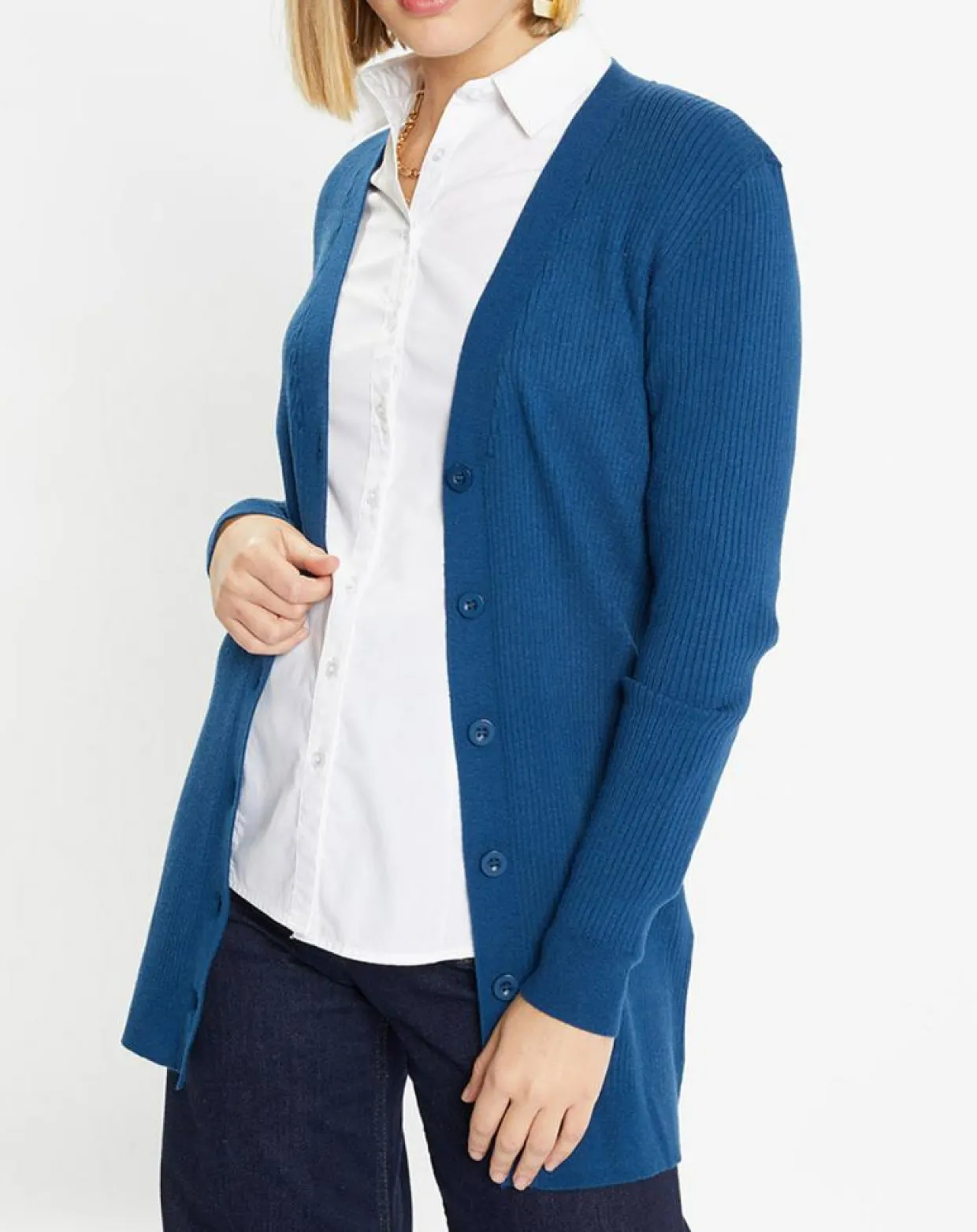 Gilet en Maille côtelée stretch Fernand bleu foncé-Galeries Lafayette Outlet
