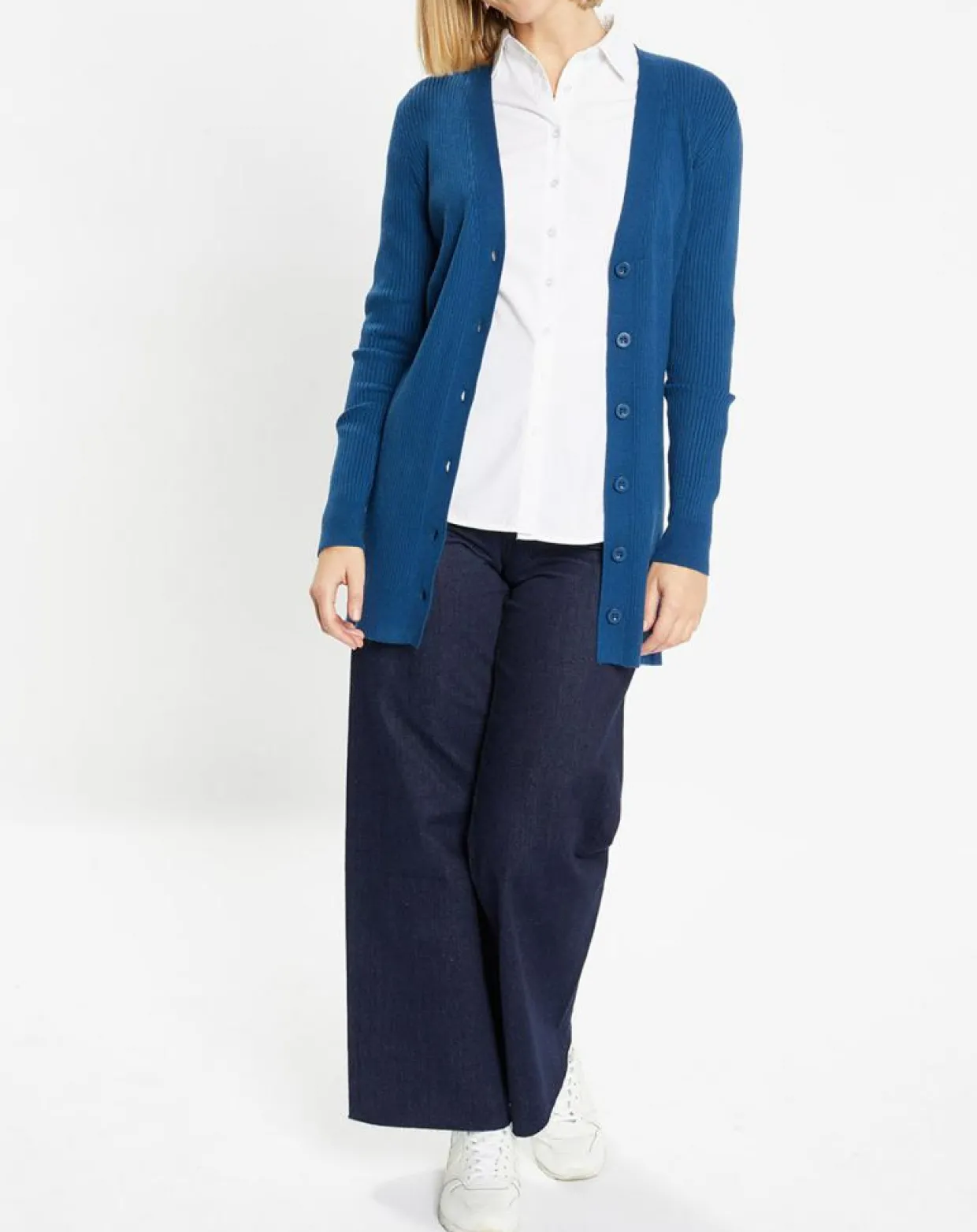Gilet en Maille côtelée stretch Fernand bleu foncé-Galeries Lafayette Outlet