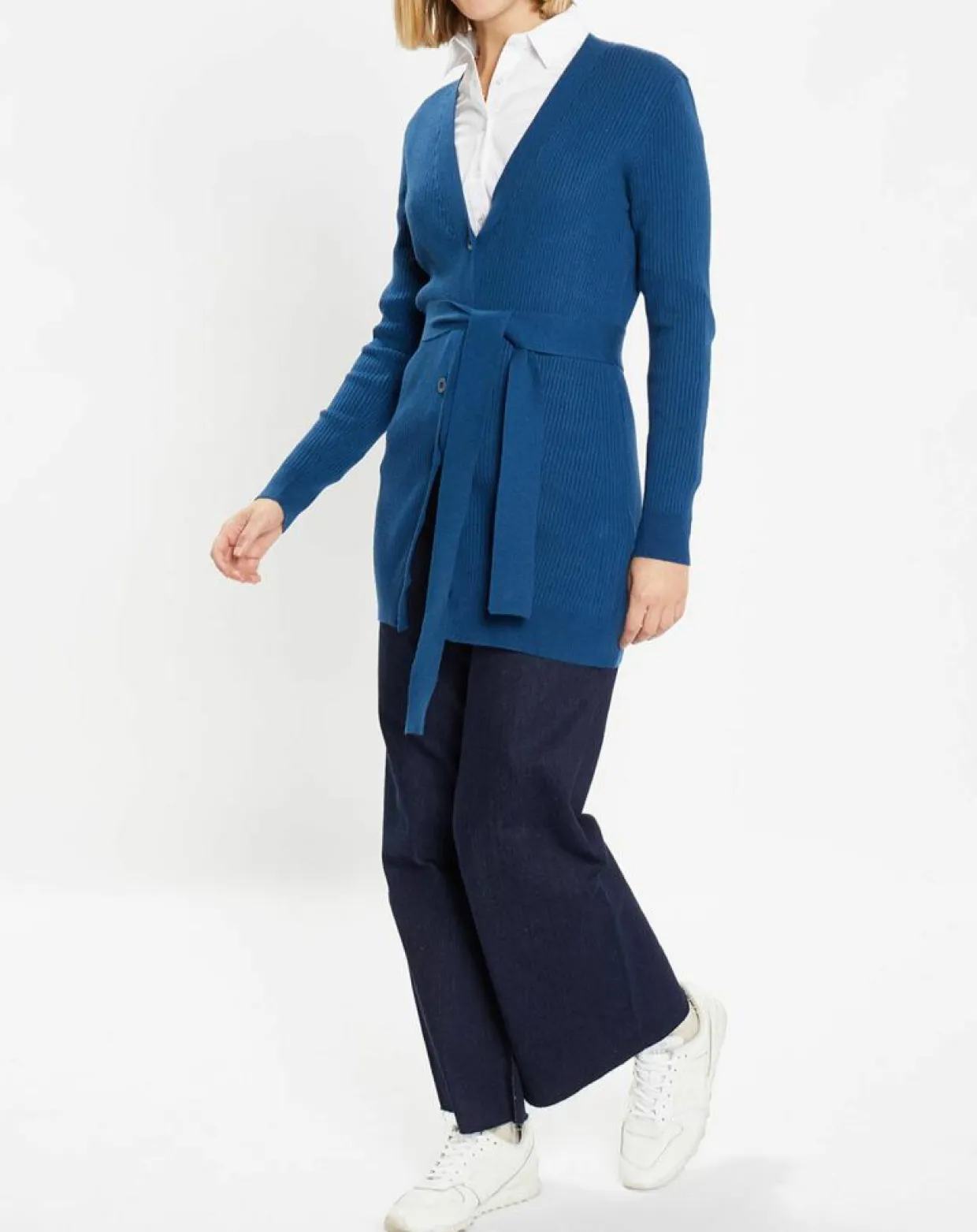 Gilet en Maille côtelée stretch Fernand bleu foncé-Galeries Lafayette Outlet