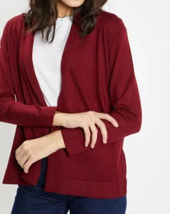 Gilet en Maille fine col châle bordeaux-Galeries Lafayette Outlet