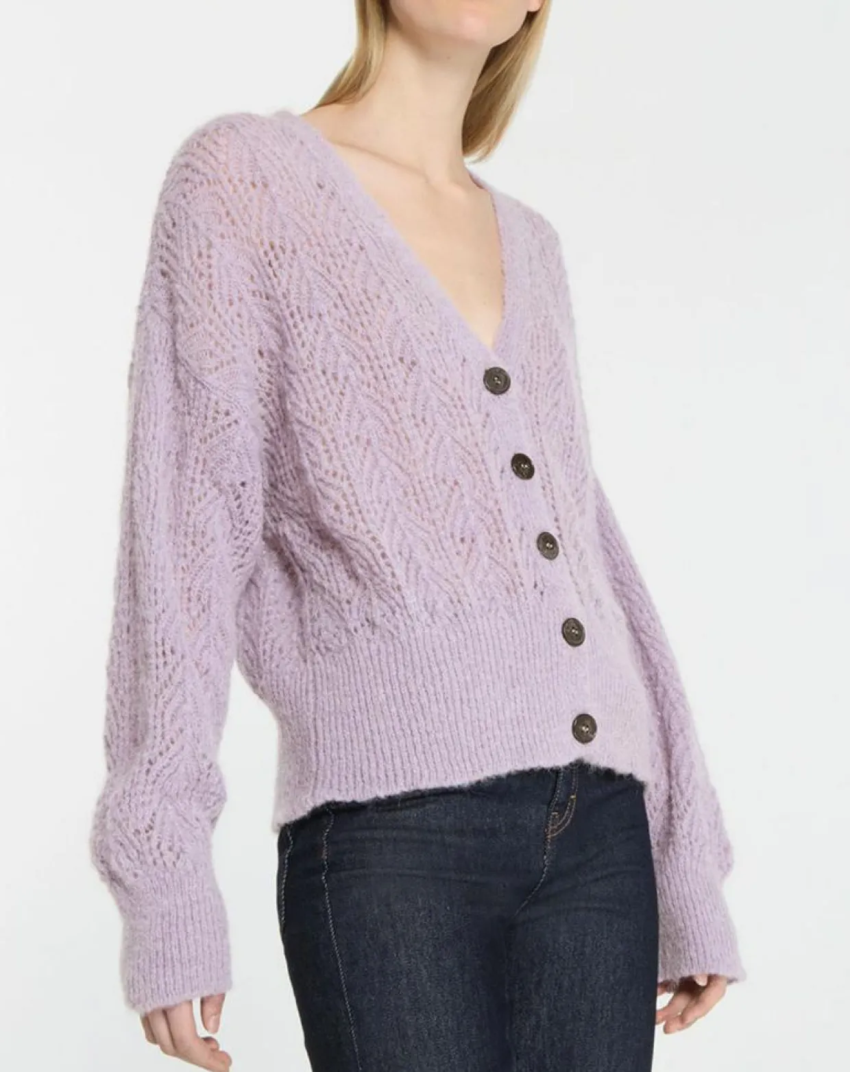 Femme Galeries Lafayette Gilets Et Cardigans^Gilet en Maille pointelle mousseuse Rina violet clair