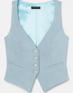 Femme Tara Jarmon Vestes, Blousons^Gilet en tissu flammé bleu
