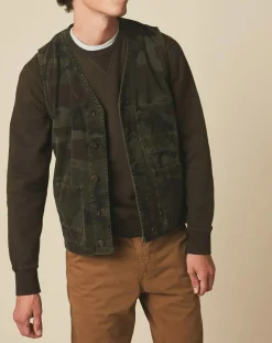 Gilet en Velours côtelé Will camo overdyed/vert forêt-Hartford
