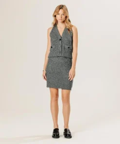 Femme Rodier Gilets Et Cardigans^Gilet Esther en Laine & Cachemire boutonne col V sans manches gris chiné
