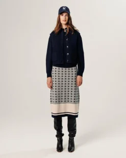 Gilet Kylie manches courtes col montant bleu nuit-Rodier Clearance