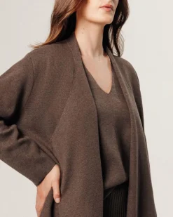 Gilet Lawrence ouvert marron havane-Rodier Outlet