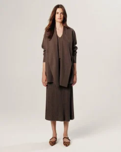 Gilet Lawrence ouvert marron havane-Rodier Outlet