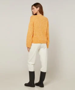 Gilet Lilith col V chiné jaune-Rodier Sale