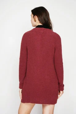 Gilet long à col châle bordeaux-C&Jo Sale