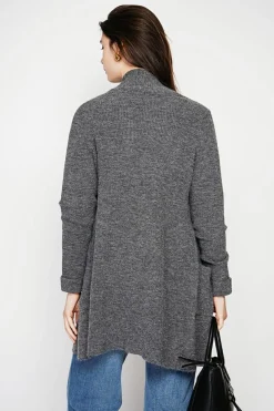 Gilet long à col châle loup-C&Jo Discount