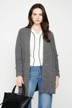 Gilet long à col châle loup-C&Jo Discount