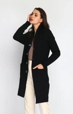 Femme Assuili Gilets Et Cardigans^Gilet long en Cachemire mélangé col châle fourré thermique noir