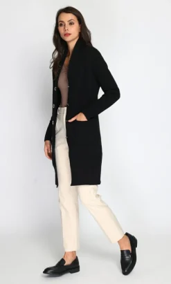Femme Assuili Gilets Et Cardigans^Gilet long en Cachemire mélangé col châle fourré thermique noir