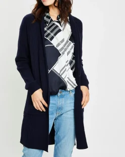 Gilet long en Laine mélangée bleu marine-Marc O'Polo Sale