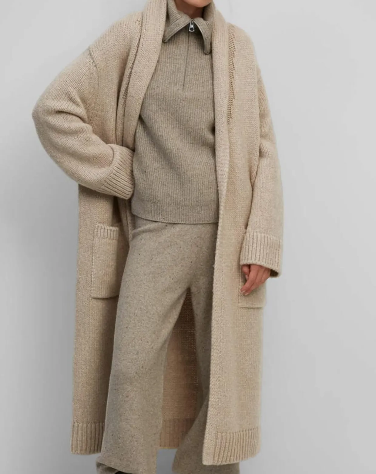 Femme Marc O'Polo Gilets Et Cardigans^Gilet long en Laine vierge mélangée beige moyen