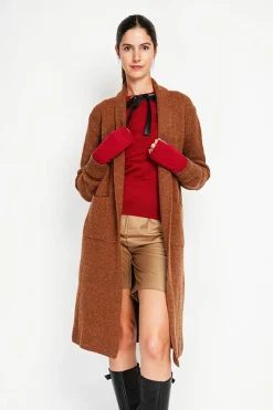 Gilet long fantaisie marron-Assuili Discount