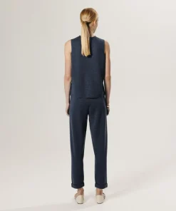 Gilet Maëva 100% laine sans manches milano bleu denim-Rodier Online