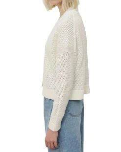 Femme Marc O'Polo Gilets Et Cardigans^Gilet Tube Maille Ajourée blanc