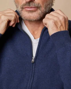 Homme Oscar et Louise Gilets Et Cardigans^Gilet zippé 100% Cachemire John bleu marine