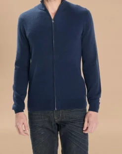 Homme Oscar et Louise Gilets Et Cardigans^Gilet zippé 100% Cachemire John bleu marine