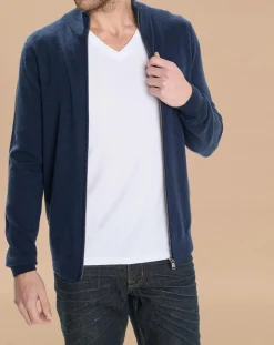 Homme Oscar et Louise Gilets Et Cardigans^Gilet zippé 100% Cachemire John bleu marine