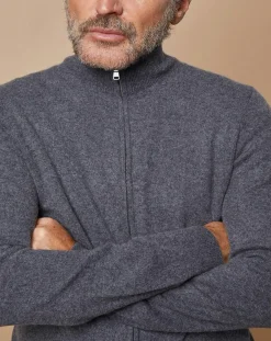 Homme Oscar et Louise Gilets Et Cardigans^Gilet zippé 100% Cachemire John gris foncé