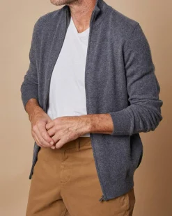 Homme Oscar et Louise Gilets Et Cardigans^Gilet zippé 100% Cachemire John gris foncé