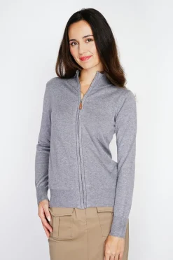 Femme C&Jo Gilets Et Cardigans^Gilet zippé en Cachemire mélangé flanelle