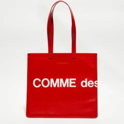 Grand sac fourre-tout en Cuir avec logo rouge - 33x36x0.5 cm-Comme des Garçons Clearance