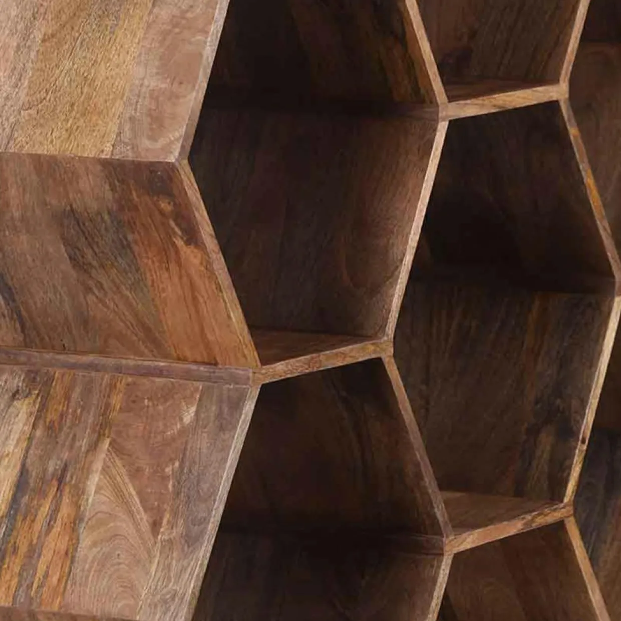 Grande étagère hexagonale offre m&m naturel - 111x40x168 cm-Bois & Chiffons Discount