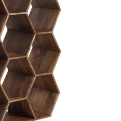 Grande étagère hexagonale offre m&m naturel - 111x40x168 cm-Bois & Chiffons Discount