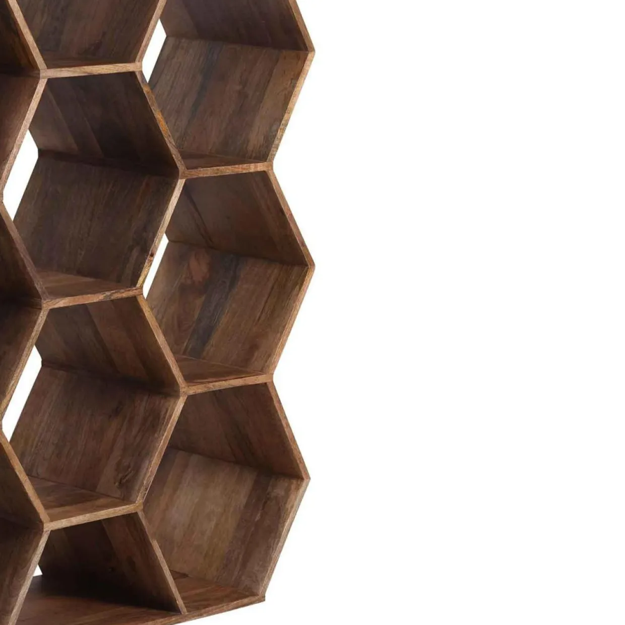 Grande étagère hexagonale offre m&m naturel - 111x40x168 cm-Bois & Chiffons Discount