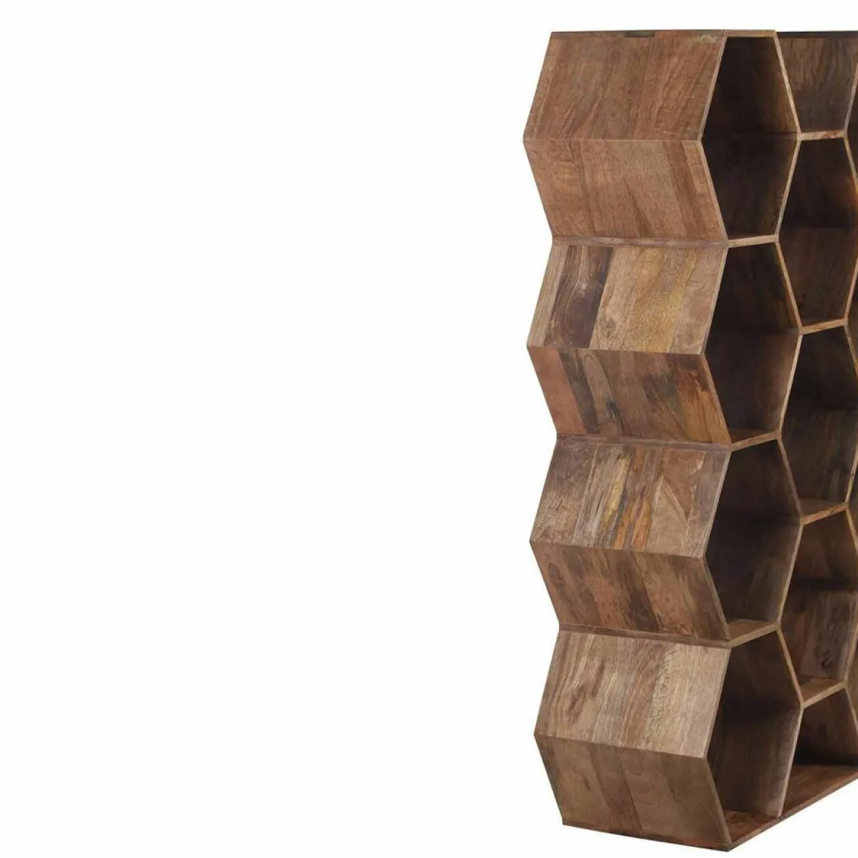 Grande étagère hexagonale offre m&m naturel - 111x40x168 cm-Bois & Chiffons Discount