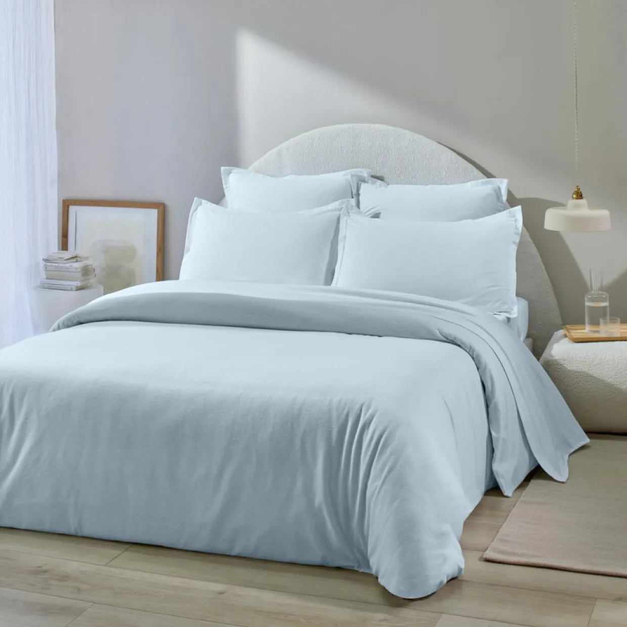 Housse de couette 100% Flanelle de Coton bleue-Home Collection Discount