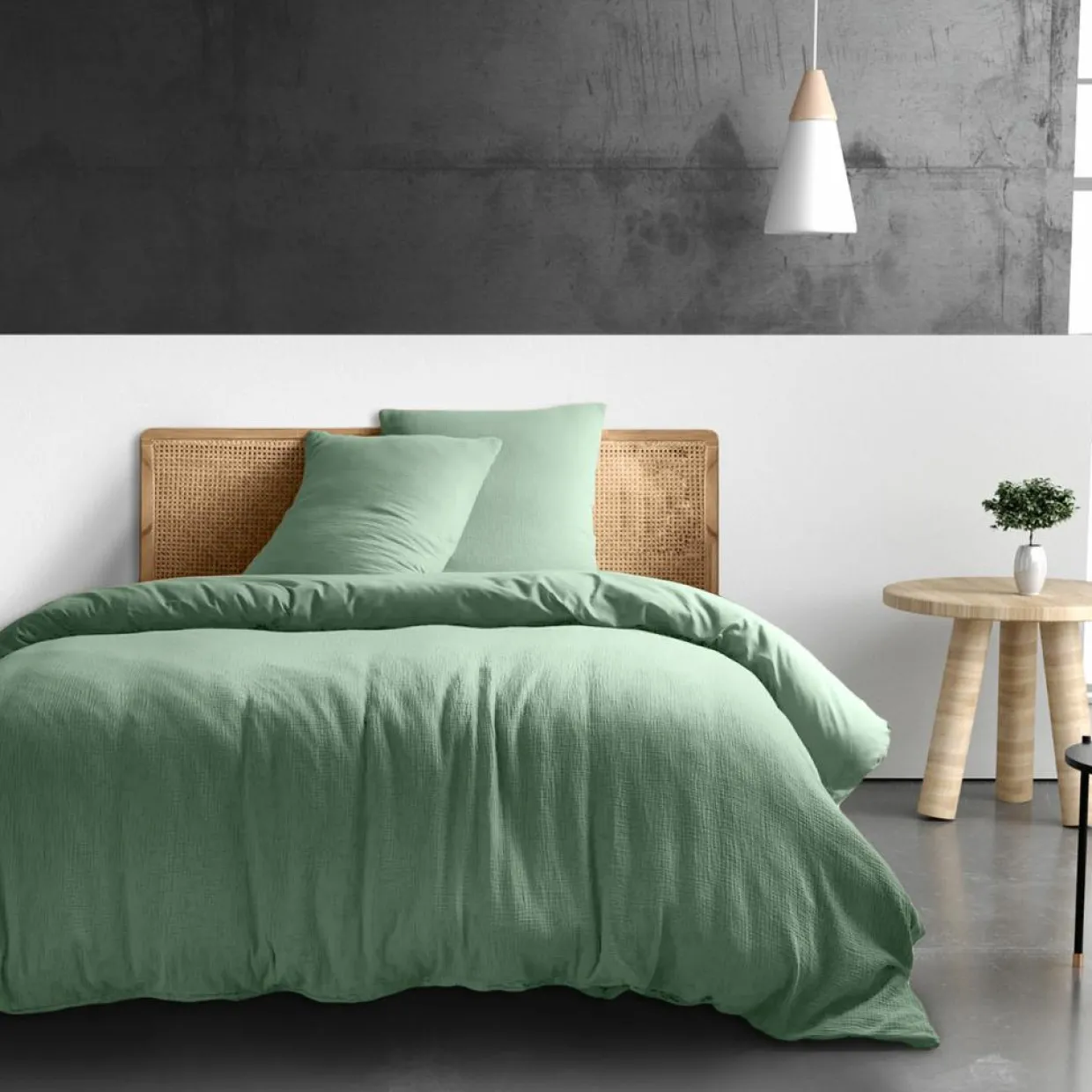 Housse de couette 100% Gaze de coton verte-Baton Rouge