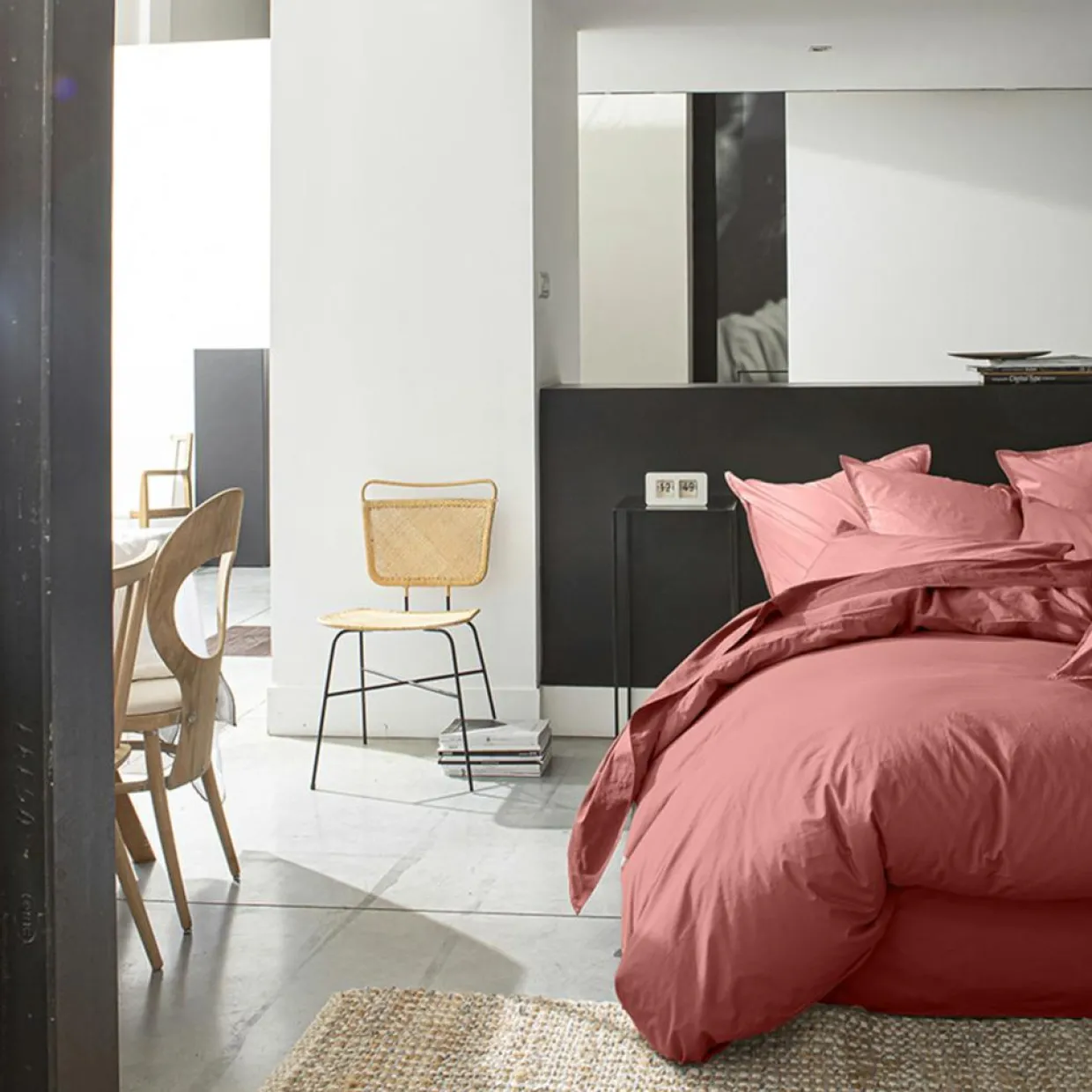 Baton Rouge Linge De Lit, Ensembles^Housse de Couette 100% Percale de Coton - Finition Bouteille 40cm vieux rose